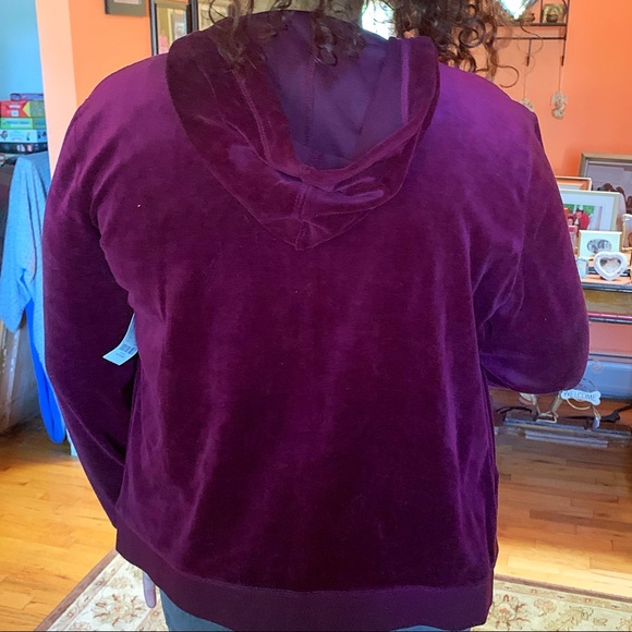 NY&C VELOUR HOODIE JACKET IN TRUE BURGUNDY - Picture 3 of 8